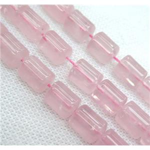 rose quartz beads, 3faces tube, approx 10x13mm [GMLB2312]