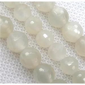natural Moonstone bead, faceted round, white gray, approx 12mm dia [GMLB2324-12MM]