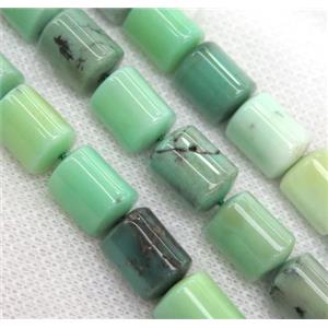 green grass Agate beads, 3faces tube, approx 10x13mm [GMLB2359]