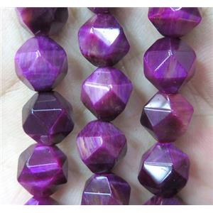 Tiger eye stone beads cut round fuchsia, approx 6mm dia [GMLB2491]