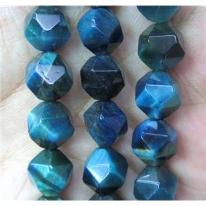 seaBlue Tiger eye stone beads cut round, approx 6mm dia [GMLB2492]