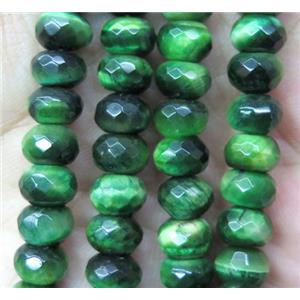 green tiger eye stone beads, faceted rondelle, approx 5x8mm [GMLB2493]