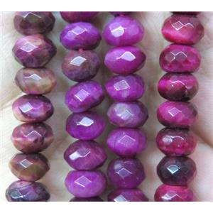 hotpink tiger eye stone beads, faceted rondelle, approx 5x8mm [GMLB2494]