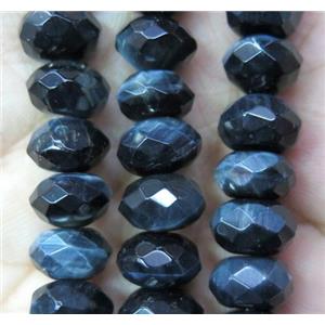 inkblue tiger eye stone beads, faceted rondelle, approx 5x8mm [GMLB2495]