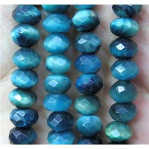 seablue tiger eye stone beads, faceted rondelle, approx 5x8mm [GMLB2497]
