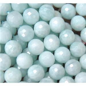 Peruvian Amazonite beads, faceted round, blue, approx 14mm dia [GMLB2513-14MM]
