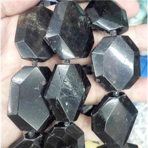 black tourmaline bead, slice, freeform, approx 25-40mm [GMLB2553]