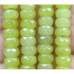 lemon jade beads, faceted rondelle, olive, approx 5x8mm [GMLB2608]
