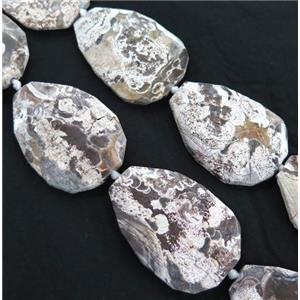 white Ocean Jasper beads, faceted freeform, approx 25-55mm [GMLB2652]