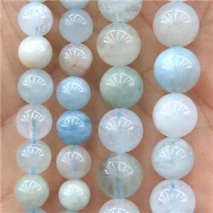 round Aquamarine Beads, AB-grade, approx 4mm dia [GMLB2709-4MM]
