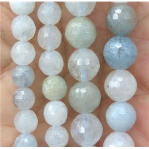 faceted round Aquamarine Beads, AB-grade, approx 10mm dia [GMLB2710-10MM]