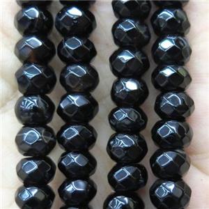black onyx agate bead, faceted rondelle, approx 5x8mm [GMLB2715-5X8MM]