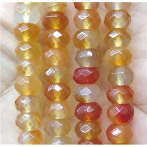 red Carnelian agate bead, faceted rondelle, approx 4x6mm [GMLB2716-4X6MM]