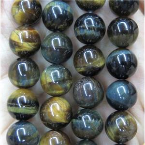 tiger eye bead, round, yellowblue, approx 8mm dia [GMLB2718-8MM]