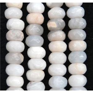 white Crazy Agate beads, faceted rondelle, approx 5x8mm [GMLB2721-5X8MM]