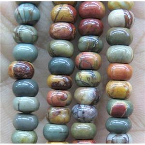 red Picasso Jasper beads, rondelle, approx 4x6mm [GMLB2736-4X6MM]