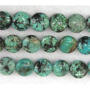 African Turquoise Circle Button Beads Green, approx 12mm dia [GMLB2738-12MM]