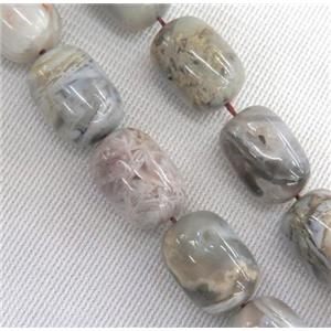 natural gray Bamboo Agate barrel beads, approx 12x16mm [GMLB2873]