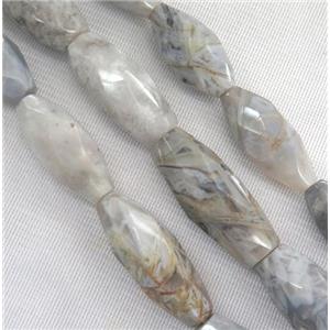 natural gray Bamboo Agate beads, faceted rice, approx 15-35mm [GMLB2874]