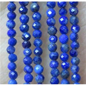 Lapis Lazuli tiny beads, blue, faceted round, approx 2mm dia [GMLB2877]