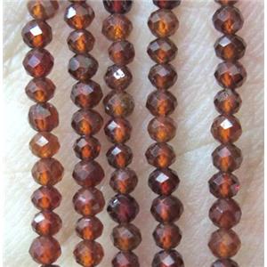 Orange Garnet tiny beads, faceted round, approx 2mm dia [GMLB2878]