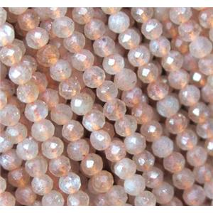 natural Orange MoonStone beads, tiny, faceted round, approx 2mm dia [GMLB2881-2MM]