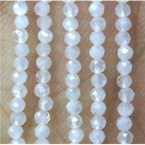 natural MoonStone beads, tiny, white, faceted round, approx 2mm dia [GMLB2882]