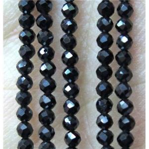black spinel tiny beads, faceted round, approx 2mm dia [GMLB2883]