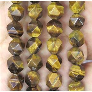 round tiger eye stone beads, starcut, yellow, approx 10mm dia [GMLB2906-10MM]