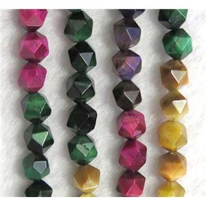 tiger eye stone beads cut round mix color, approx 6mm dia [GMLB2910-6MM]