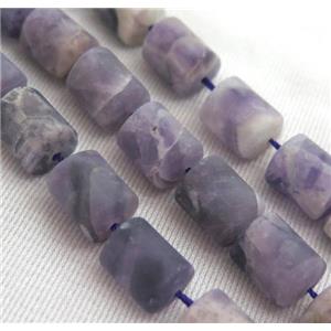 matte Dogtooth Amethyst beads, 3faces tube, approx 10x13mm [GMLB2956]
