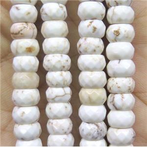white turquoise beads, faceted rondelle, approx 5x8mm [GMLB2998-5X8MM]