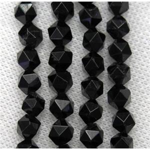 natural black tourmaline beads cut round, approx 12mm dia [GMLB3016-12MM]