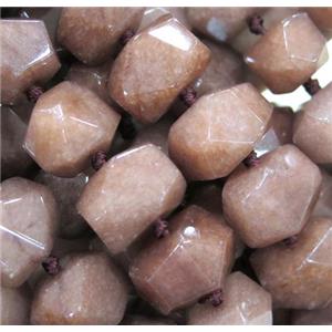 jade nugget bead, faceted freeform, dye coffee, approx 15-20mm [GMLB3024]