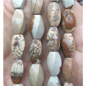 Picture Jasper twist beads, yellow, approx 8x16mm [GMLB3070]