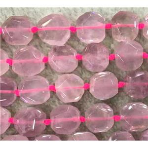 Rose Quartz beads, pink, faceted square, approx 13x13mm [GMLB3096]