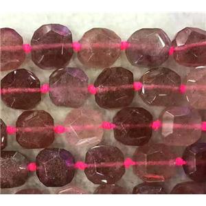 Strawberry Quartz beads, pink, faceted square, approx 13x13mm [GMLB3099]