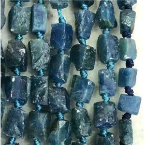 Apatite nugget beads, blue, freeform chip, approx 6-9mm [GMLB3102]