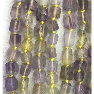 lemon quartz and amethyst nugget beads, freeform chip, approx 6-9mm [GMLB3105]