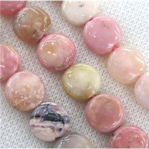 pink opal stone beads, flat round, approx 20mm dia [GMLB3154-20MM]