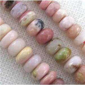 pink Opal Stone beads, faceted rondelle, approx 7x12mm [GMLB3159-7X12MM]