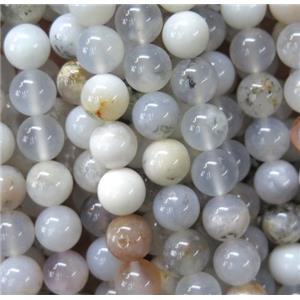 white-gray Moss Opal Stone beads, round, approx 10mm dia [GMLB3168-10MM]