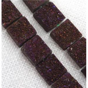 purple druzy Quartz beads, square, approx 12x12mm, 16pcs per st [GMLB3178]