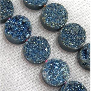green druzy Quartz beads, circle, approx 12mm dia, 16pcs per st [GMLB3186]