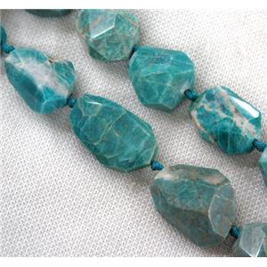 Russian Amazonite nugget beads, faceted freeform, green, approx 18-30mm [GMLB3210]