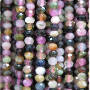 tiny Tourmaline beads, faceted rondelle, mix color, approx 2x3mm [GMLB3238]