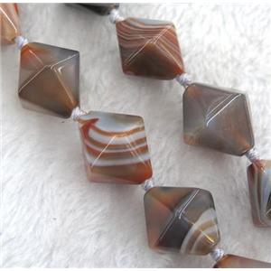 botswana agate beads, bicone, brown dye, approx 25-30mm [GMLB3261-25X30MM]