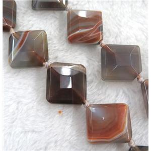 brown botswana agate bead, faceted square, dye, approx 22x22mm [GMLB3263]