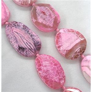 dragon veins Agate Beads, faceted freeform, pink treated, approx 20-50mm [GMLB3268]