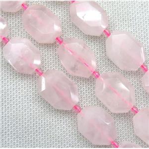 faceted Rose Quartz rectangle beads, pink, approx 15-20mm [GMLB3312]